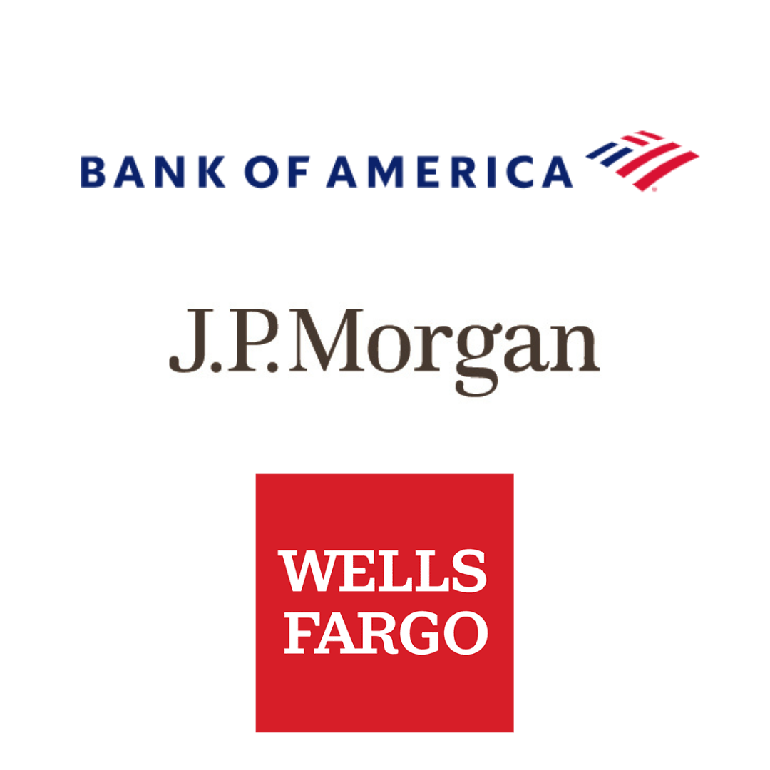 Banks that support Greater Seattle economic development: Bank of America, J.P. Morgan, Wells Fargo