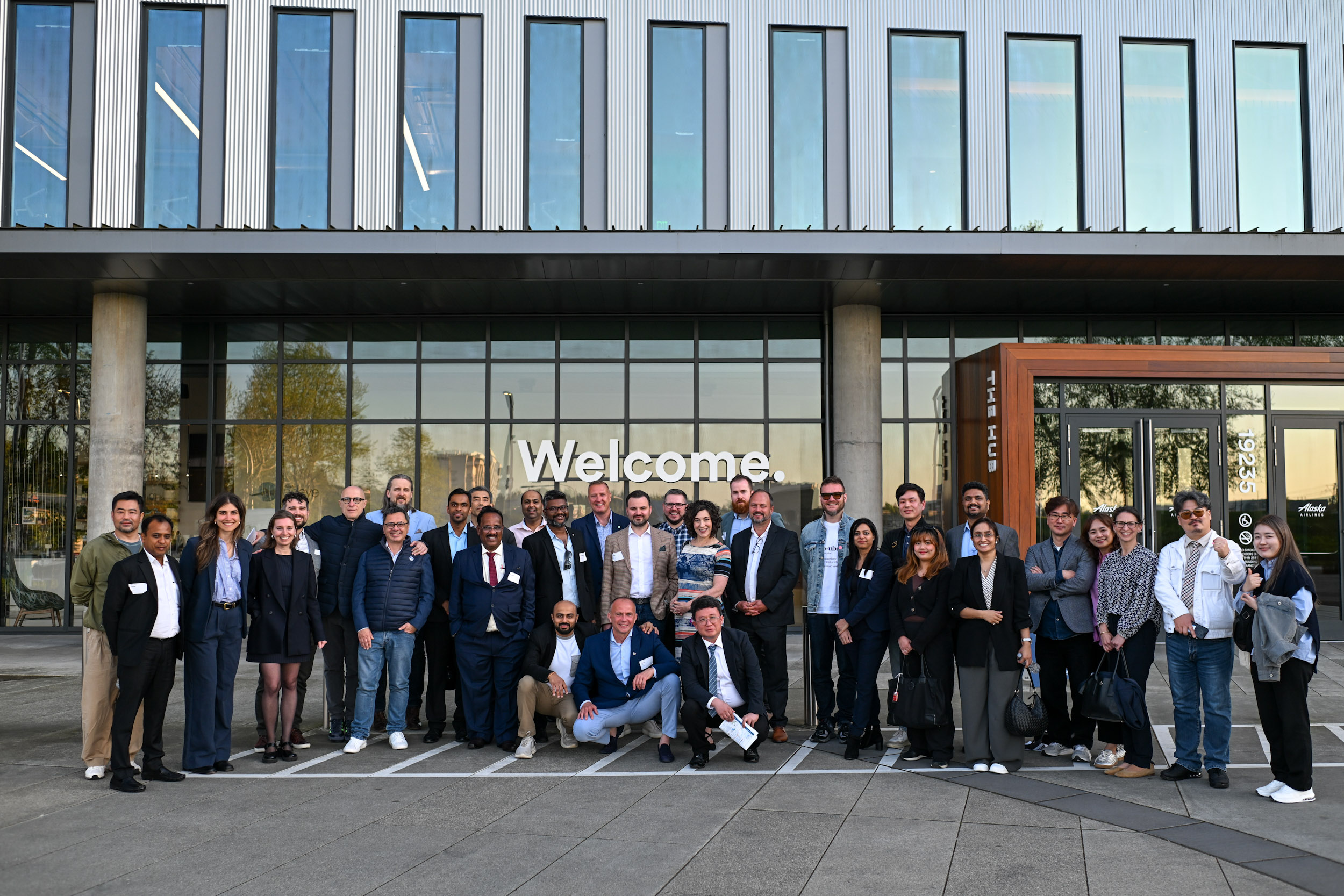 2026 SelectUSA Seattle Spinoff Delegates standing in front of Alaska Airlines The Hub HQ in SeaTac